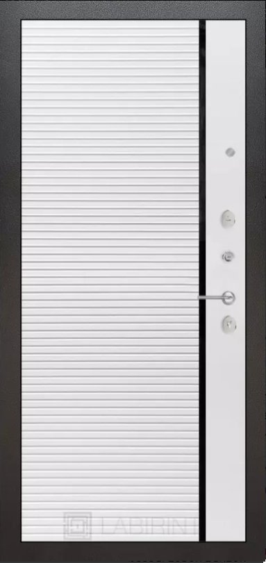 Дверь Лабиринт CARBON, 22 - Белый софт, черная вставка