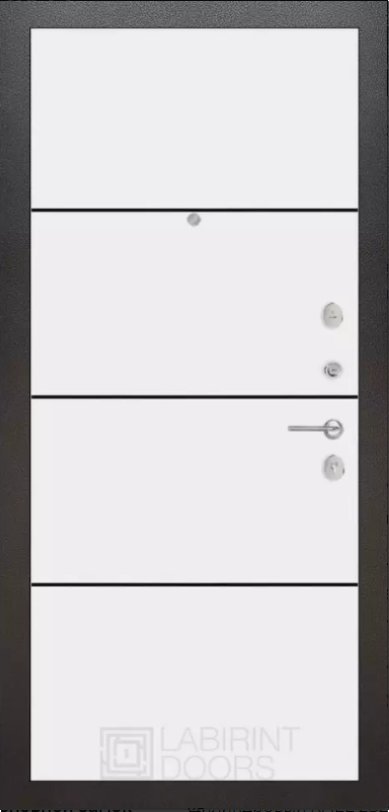 Дверь Лабиринт CARBON, 25 - Белый софт, черный молдинг