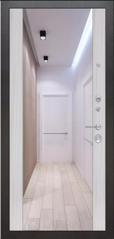 Дверь Лабиринт LOFT, с Зеркалом Максимум - Сандал белый