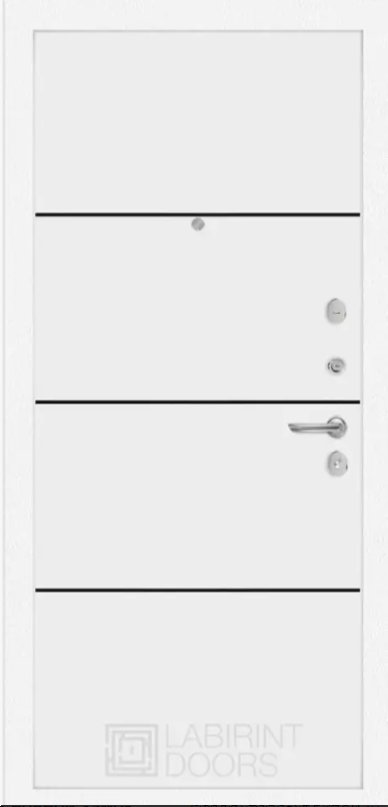 Дверь Лабиринт Платинум, 25 - Белый софт, черный молдинг