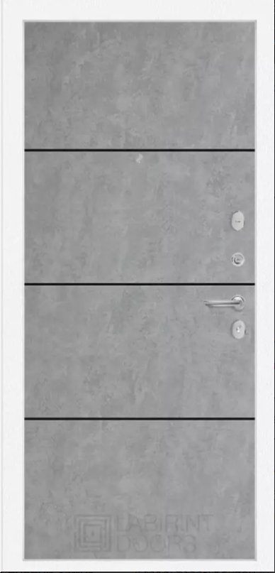 Дверь Лабиринт FORMA, 25 - Бетон светлый, черный молдинг