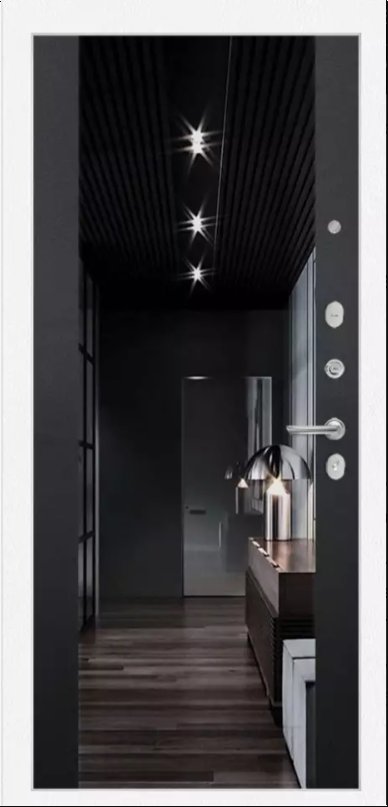 Дверь Лабиринт Трендо, с тонированным зеркалом Максимум - Черный кварц