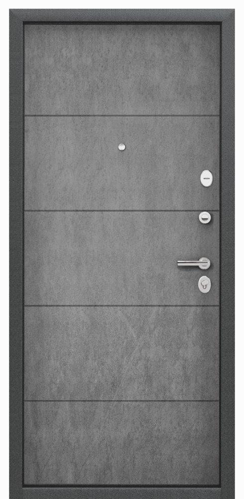 Дверь Цербер 3К(Чёрный муар) Хаки(Черная Фурнитура)(Сменная панель), 6-Бетон