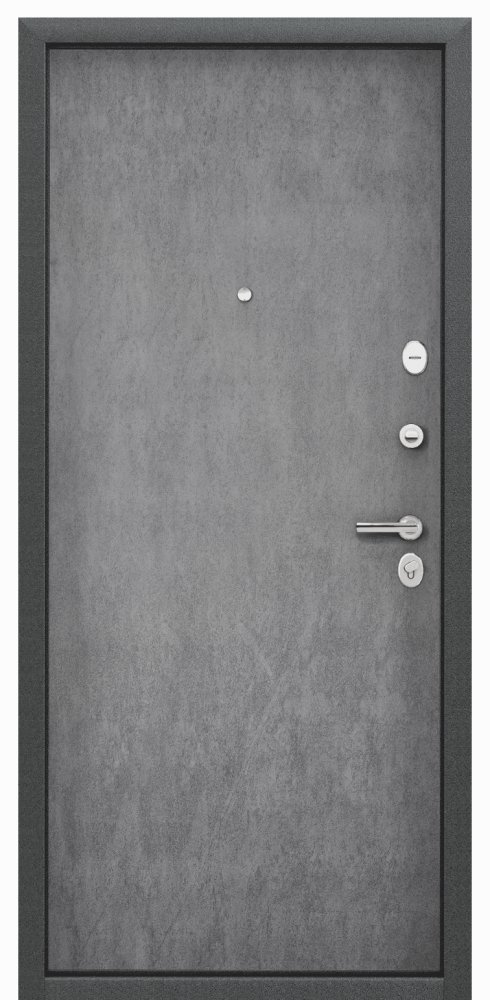Дверь Цербер 3К(Чёрный муар) Мрамор (Черная Фурнитура)(Сменная панель), 9-Бетон