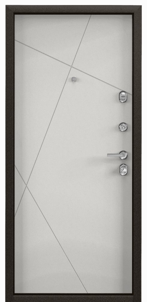 Дверь Цербер 3К(Чёрный муар) Мрамор (Черная Фурнитура)(Сменная панель), 14-Белый