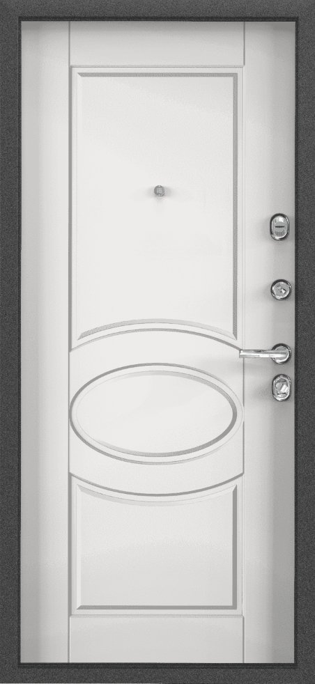 Дверь Цербер 3К(Чёрный муар) Мрамор (Черная Фурнитура)(Сменная панель), 17-Белый