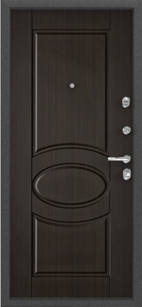 Дверь Цербер 3К(Чёрный муар) Мрамор (Черная Фурнитура)(Сменная панель), 17-Венге