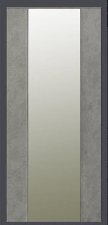 Дверь ЗД Урал МП с декором, Зеркало макси бетон темный