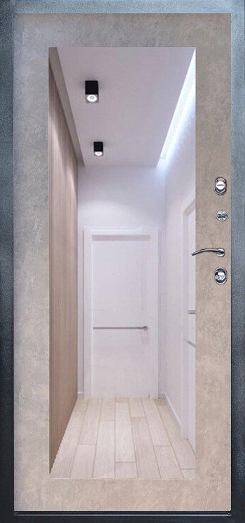 Дверь Термо Доор  Black Line(Квартира), Зеркало триумф бетон светлый