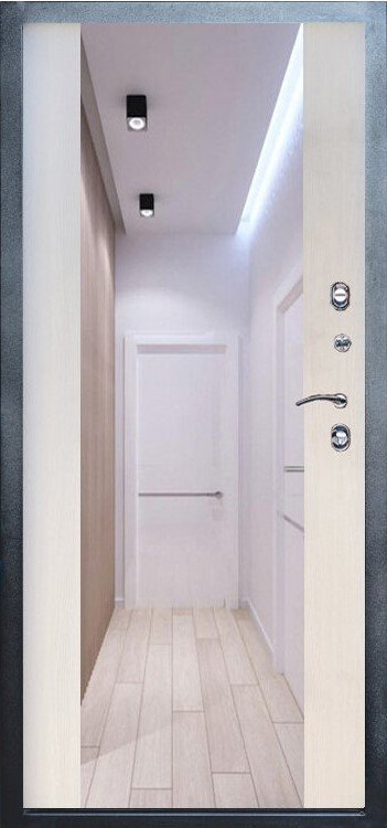 Дверь Термо-Доор ГЕОМЕТРИЯ(Квартира), Зеркало Макси лиственница