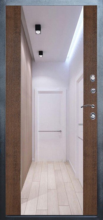 Дверь Термо Доор Премиум GREY(Квартира), Зеркало Макси дуб