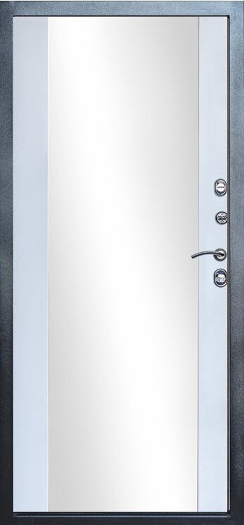 Дверь Термо Доор  Fusion Black(Квартира), Зеркало Макси белый софт