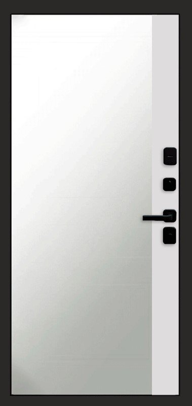 Дверь Термо Доор ВЕРТИКАЛЬ GREY(Квартира), Зеркало фацет белый софт