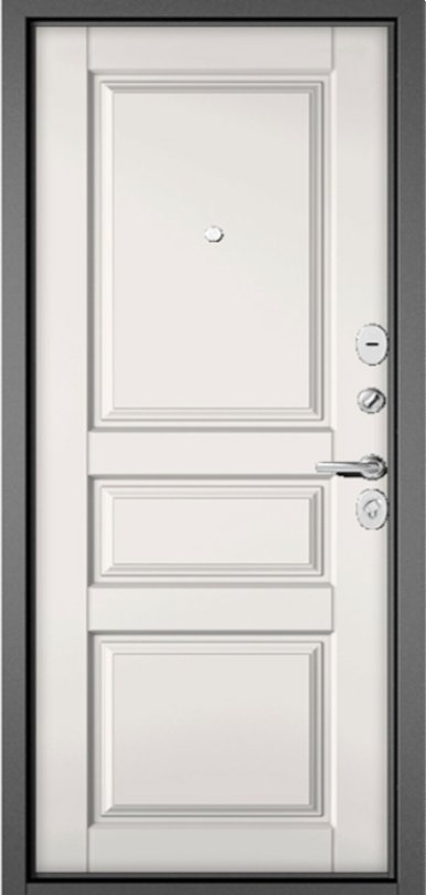 Дверь Бульдорс TRUST - MASS - Р/Р Букле графит/Бетон темный -136 Фурн - ЧЕРНАЯ, Белый софт 9SD-2