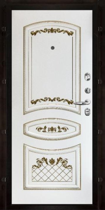 Дверь Двери Регионов МАЛАХИТ ТЕРМО (1119/1188 Е), АЛИНА- Эмаль Белая Патина Золото