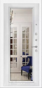 Дверь Лабиринт ВЕРСАЛЬ, Зеркало Фацет - Белый софт с багетом 16 мм