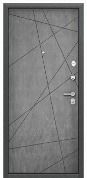 Дверь Цербер 3К(Чёрный муар) Мрамор (Черная Фурнитура)(Сменная панель), 5-Бетон