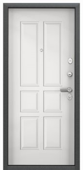 Дверь Цербер 3К(Чёрный муар) Мрамор (Черная Фурнитура)(Сменная панель), 8-Белый