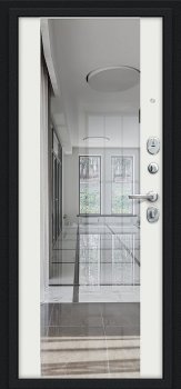 Дверь Цербер 3К Нео Венге(Сменная панель), 21-Зеркало в Пол Белый