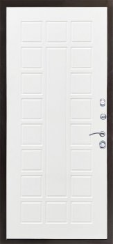 Дверь Цербер 3К(Чёрный муар) Мрамор (Черная Фурнитура)(Сменная панель), 23-Белый