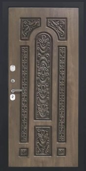Дверь Luxro Авеста Термо, Д-19 (16мм, Грецкий орех + черная патина винорит)
