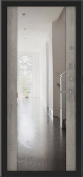 Дверь Бункер BN-04, с зеркалом ФЛЗ-1 Бетон серый (светлый)