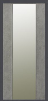 Дверь ЗД Урал МП с декором, Зеркало макси бетон темный
