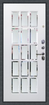 Дверь Аргус ЛЮКС 3К Тори-Белый-софт  Антик серебро, мэрелин софт милк зеркало с фацетом