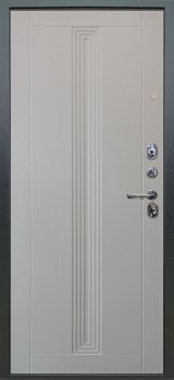 Дверь Аргус ЛЮКС 3К Агат-дуо-темный-бетон  Антик серебро, Вертикаль-Роял-вуд-белый