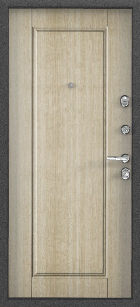 Дверь Цербер 3К(Чёрный муар) Мрамор (Черная Фурнитура)(Сменная панель), 1-Капучино