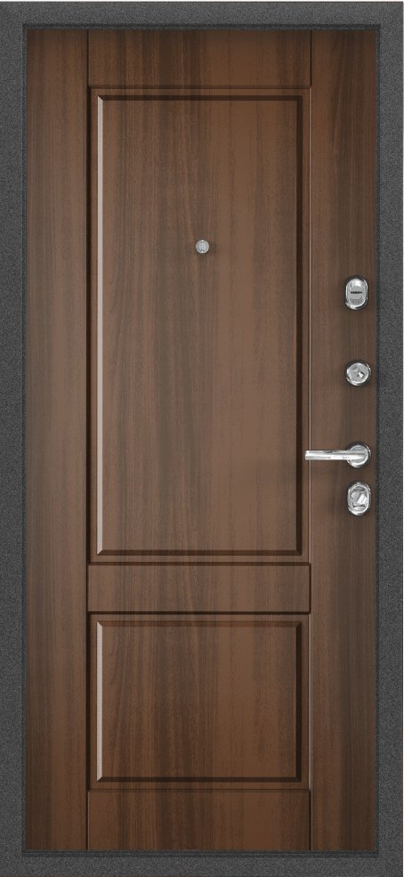 Дверь Цербер 3К(Чёрный муар) Мрамор (Черная Фурнитура)(Сменная панель), 2-Орех Лесной
