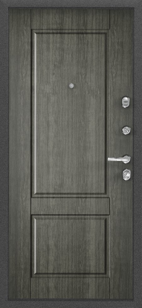 Дверь Цербер 3К(Чёрный муар) Мрамор (Черная Фурнитура)(Сменная панель), 2-Серый