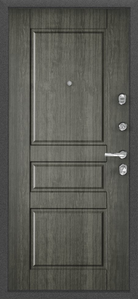 Дверь Цербер 3К(Чёрный муар) Мрамор (Черная Фурнитура)(Сменная панель), 3-Серый