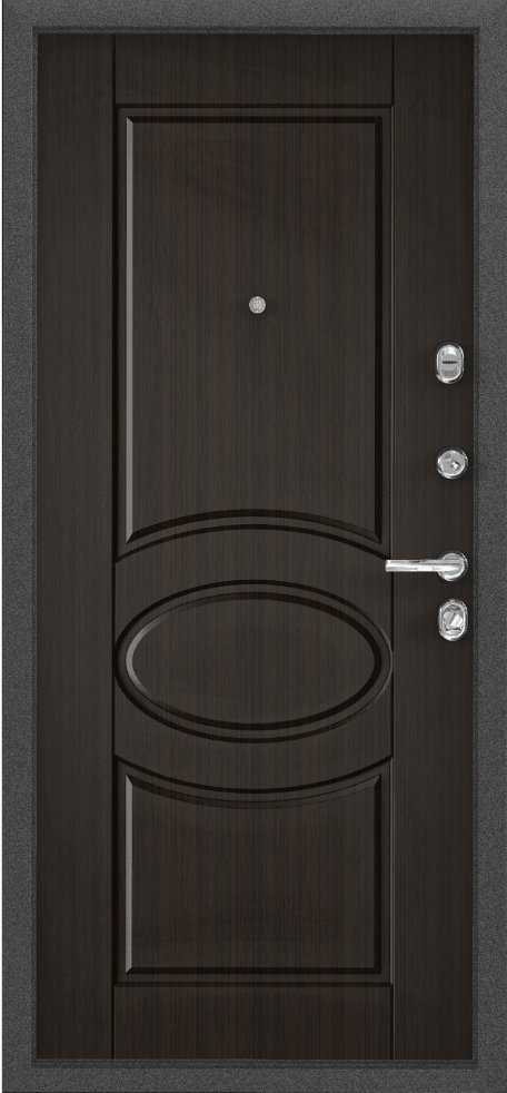 Дверь Цербер 3К(Чёрный муар) Мрамор (Черная Фурнитура)(Сменная панель), 4-Венге