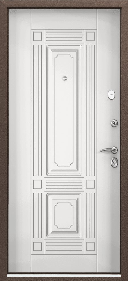 Дверь Цербер 3К(Чёрный муар) Мрамор (Черная Фурнитура)(Сменная панель), 07-Белый