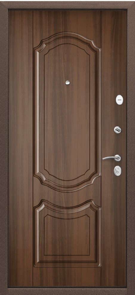 Дверь Цербер 3К(Чёрный муар) Мрамор (Черная Фурнитура)(Сменная панель), 10-Орех Лесной