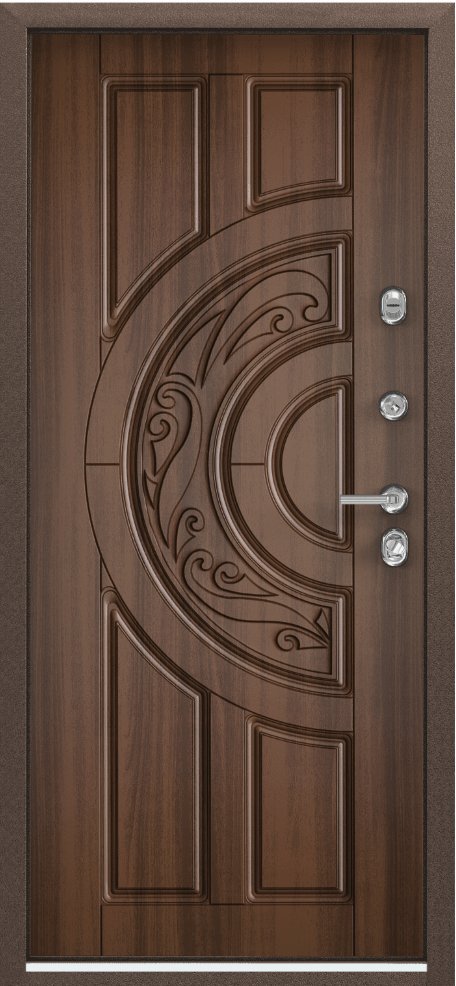 Дверь Цербер 3К(Чёрный муар) Мрамор (Черная Фурнитура)(Сменная панель), 12-Орех Лесной