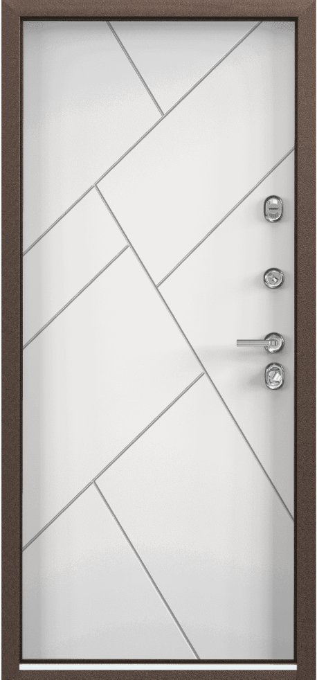 Дверь Цербер 3К(Чёрный муар) Мрамор (Черная Фурнитура)(Сменная панель), 13-Белый