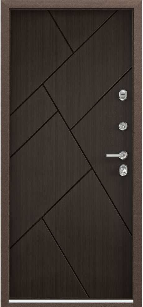 Дверь Цербер 3К(Чёрный муар) Мрамор (Черная Фурнитура)(Сменная панель), 13-Венге