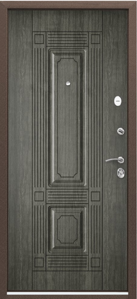 Дверь Цербер 3К(Чёрный муар) Хаки(Черная Фурнитура)(Сменная панель), 07-Серый