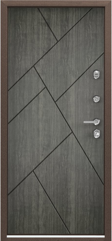 Дверь Цербер 3К(Чёрный муар) Хаки(Черная Фурнитура)(Сменная панель), 13-Серый