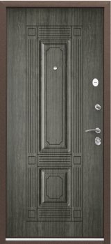 Дверь Цербер 3К(Чёрный муар) Мрамор (Черная Фурнитура)(Сменная панель), 07-Серый