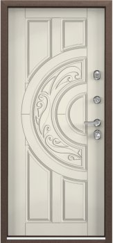 Дверь Цербер 3К(Чёрный муар) Мрамор (Черная Фурнитура)(Сменная панель), 12-Белый