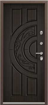 Дверь Цербер 3К(Чёрный муар) Мрамор (Черная Фурнитура)(Сменная панель), 12-Венге