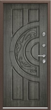 Дверь Цербер 3К(Чёрный муар) Мрамор (Черная Фурнитура)(Сменная панель), 12-Серый